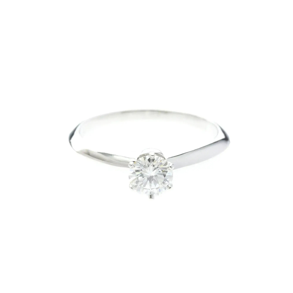 Tiffany Solitaire Diamond Ring Platinum Fashion Diamond Band Ring Carat/0.51 ...